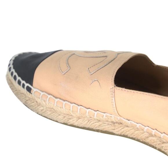 Chanel Espadrille 38 Stitch Leather Cap Toe Cc Flats CC-0402N-0095 - Picture 10 of 12